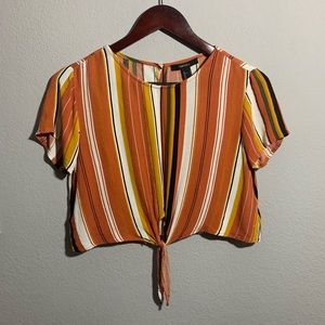 Cute crop top with tie at the bottom